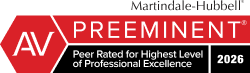 Martindale-Hubbell | AV Preeminent | Peer Rated For Highest Level Of Professional Excellence | 2026